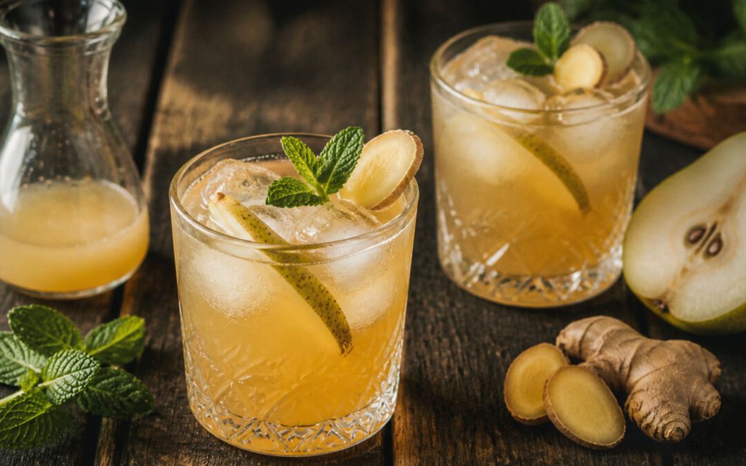 Alkoholfreier Birne Ingwer Protein Cocktail