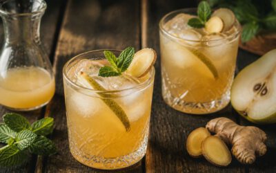 Alkoholfreier Birne Ingwer Protein Cocktail