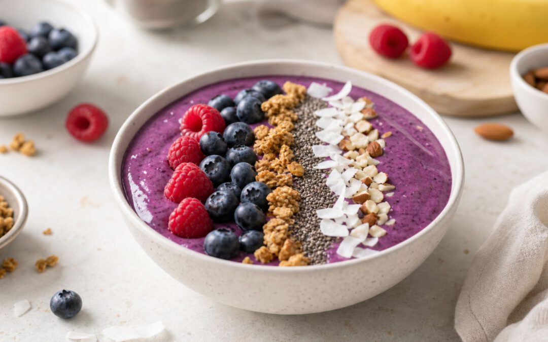 Vegane lila Smoothie Bowl