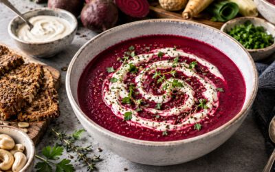 Rote Beete Suppe mit Cashew-Swirl