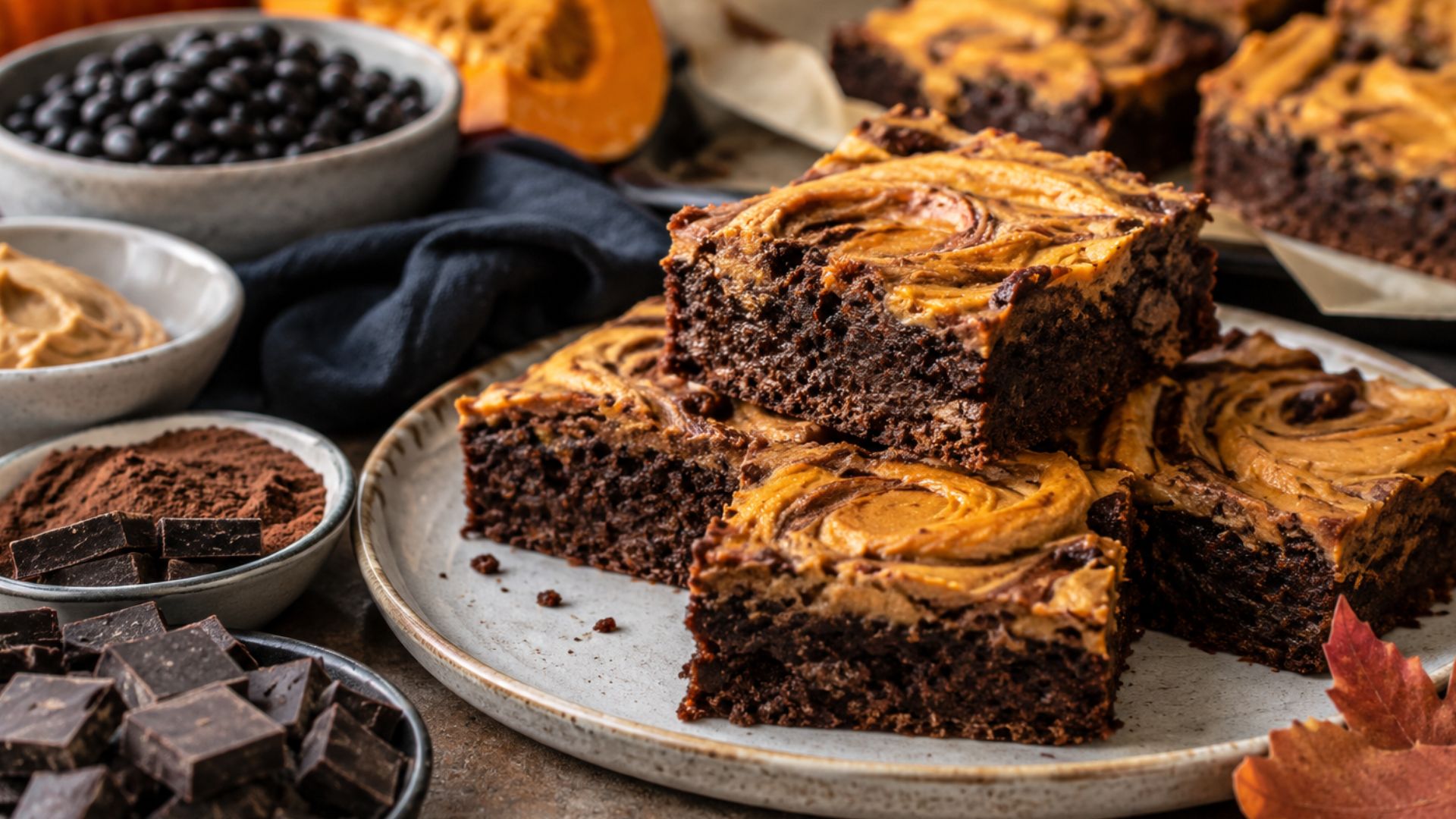 Herbstliche Kürbis-Brownies mit Schokostückchen - ©www.canva.com
